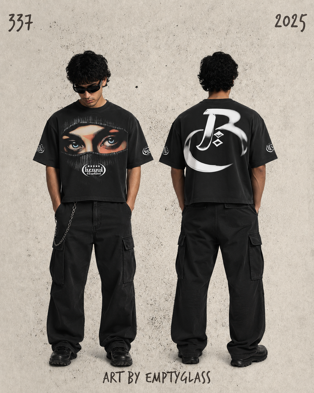 Shadow Eyes Oversized T-Shirt – Black Streetwear Edition (PACK OF 2)