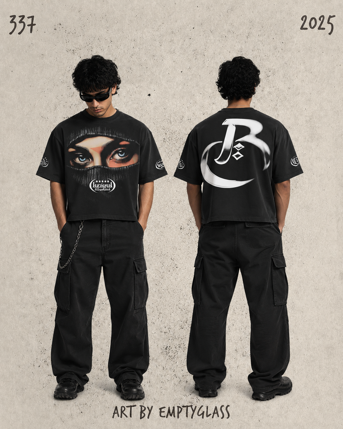Shadow Eyes Oversized T-Shirt – Black Streetwear Edition (PACK OF 2)