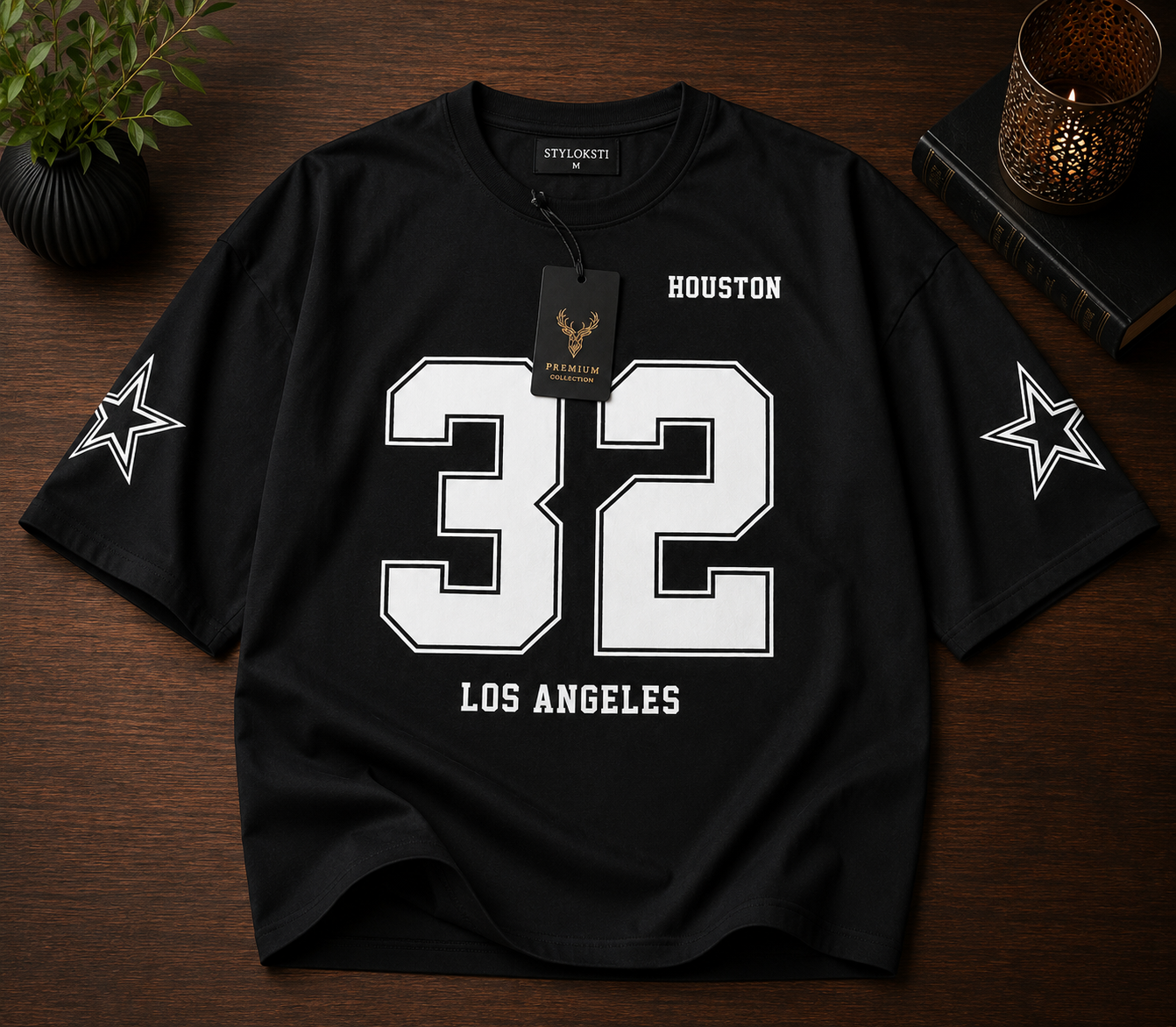 Premium Oversized Black Graphic T-Shirt for Men | 32 Print Casual Streetwear Tee